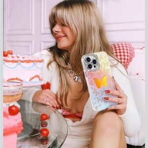 Toycamp-Elegant Butterfly Pastel Phone Case Y2K iPhone 14 Pro